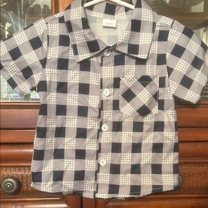 Kids Checkered Shirt - Navy and White